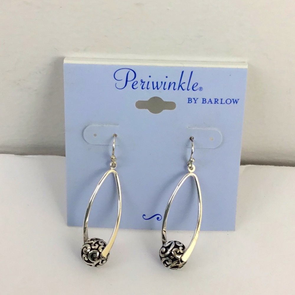 Barlow Women’s Silver Swirl and Ball Earrings Silver Dangle New